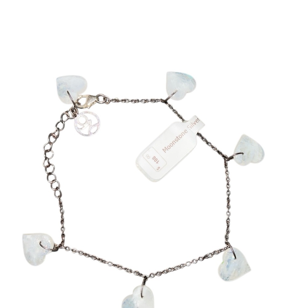 Heart Charm Bracelet - White Moonstone